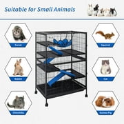 Betisef 50 H 5 Tier Steel Plastic Deluxe Small Animal Pet Cage Kit with 4 Platforms Removable Tray and Ladder with Flannel