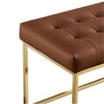 thumbnail image 6 of Nicole Miller Jad PU Leather Bench Upholstered Button Tufted Stainless Steel Polished Frame, Camel Brown/Gold, 6 of 10