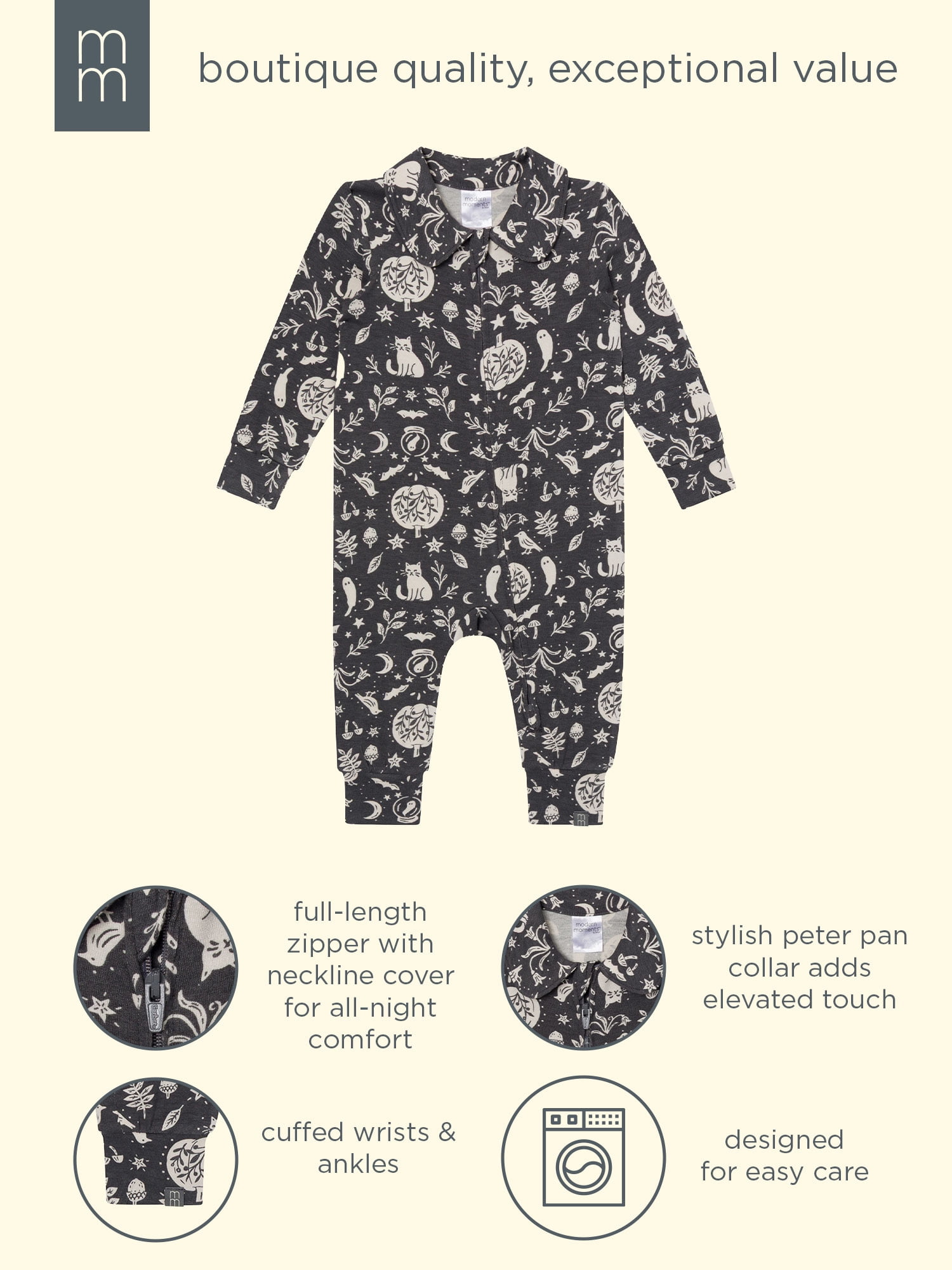Modern Moments by Gerber Baby Boy Two-Way Zip Viscose Halloween Peter Pan Coverall, Sizes Newborn - 12 Months