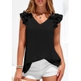 thumbnail image 4 of PRETTYGARDEN Womens Blouses Dressy Casual Summer V Neck Ruffle Cap Sleeve Business Work Tops Spring Teacher Shirts, 4 of 10