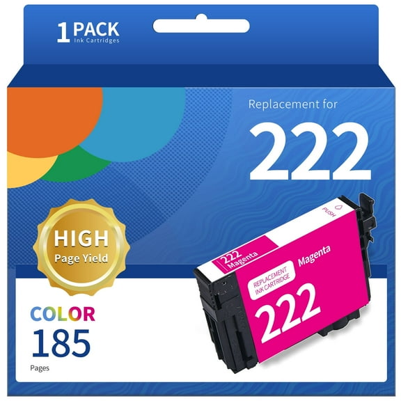T222 ink cartridge for Epson T222 222 ink cartridge for Epson Workforce WF-2960 Expression Home XP-5200 Printers（Magenta,185 pages)1-PACK