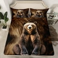 thumbnail image 2 of Black Bear Bed Sheets Set,3D Bear Print Sheet Set,Jungle Wildlife Sheets Full Size,Black Animal Flat Fitted Sheet,Rustic Farmhouse Top Sheet, 2 of 7