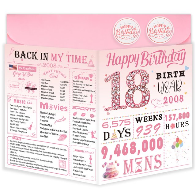 Tarjeta de felicitación OLOSONG 18.º cumpleaños jumbo rosa 20 x 25 cm
