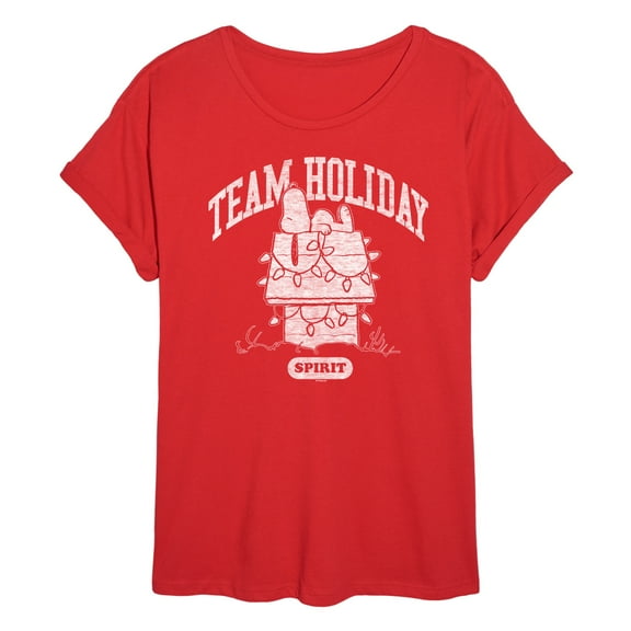 Peanuts - Snoopy Team Holiday Spirit - Women's Oversized Graphic T-Shirt