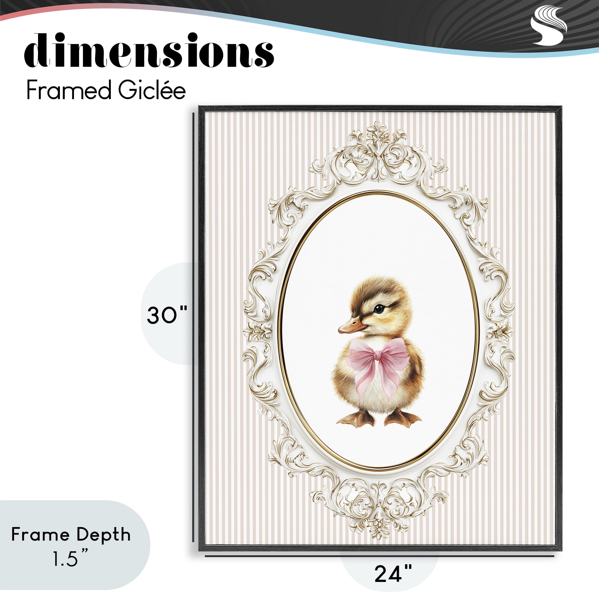 Stupell Industries Spring Gingham Baby Duck Black Framed Giclee Art, design by Christine Simpson Art