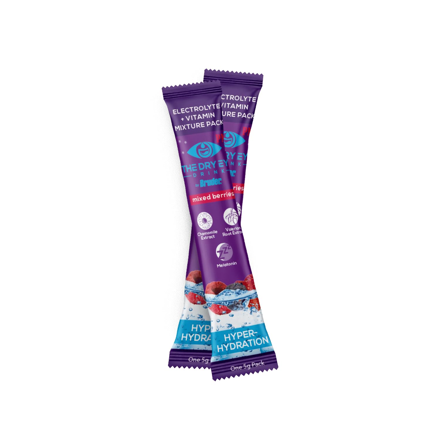 Night Time Mixed Berry Flavor l Ultimate Hydration for Dry Eyes l Sugar-Free Electrolyte Powder Packets l Help Deep and Relaxing Night time Sleep l 5g x 20 Packets