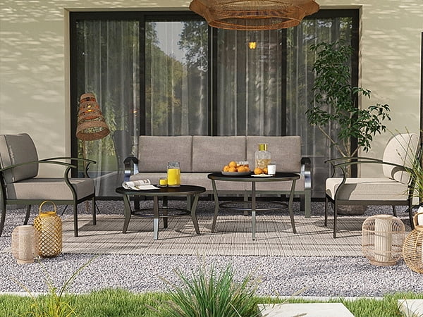 ALAULM Outdoor Black Nesting Round Coffee Table Set, 2PCS Space-Saving Solution for Patio, poolside & porch