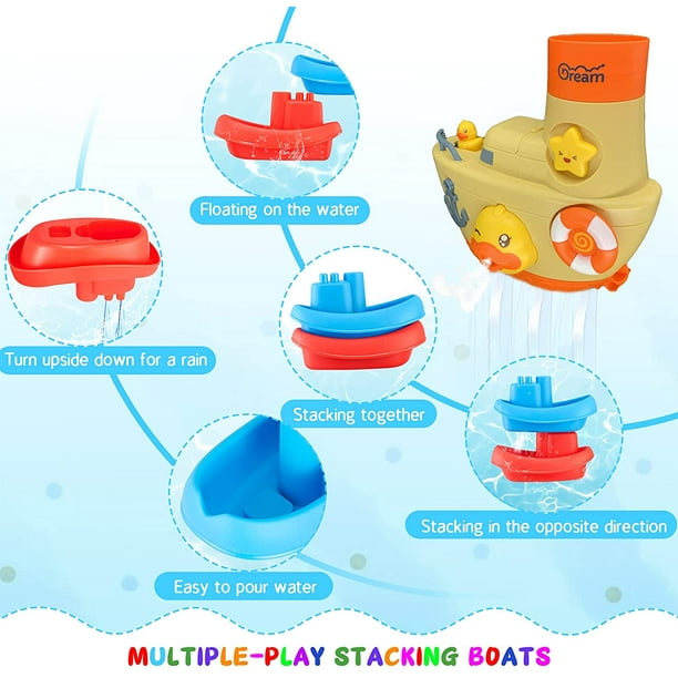 Jouets de bain pour bébé pour baignoire, jouets de bain douche bateau  électrique 4 canards jouet