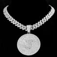 thumbnail image 1 of Iced Out 14MM Prong Cuban Chain Letters Necklace For Women Bling Round Initials Name Necklaces Hiphop Chain Couple Gifts Jewelry, 1 of 4