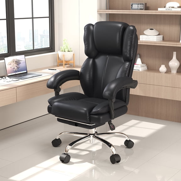 E-motie High Back Office Chair, Ergonomic Chair with Adjustable Headrest and Footrest for Home Office, 500 lbs, Black