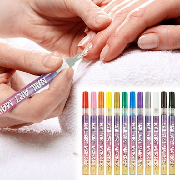 12 Colors Nail Art Pens Set, Nail Art Markers for Gel Nails, DIY Nails Art Drawing Painting Tools, Quick Dry Polish Paint Pens