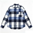 thumbnail image 4 of Akmaiox Plaid Flannel Shirts for Women,Dressy Casual Long Sleeve Lapel Button Down Shirts,Fitted Women's Plus Size Business Work Blouses,Blue XXL, 4 of 8