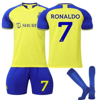  1 Stop Soccer Ronaldo CR7 Jersey Adult Uniform AL NASSR Fc  Saudi Arabia (Small) Yellow : Clothing, Shoes & Jewelry