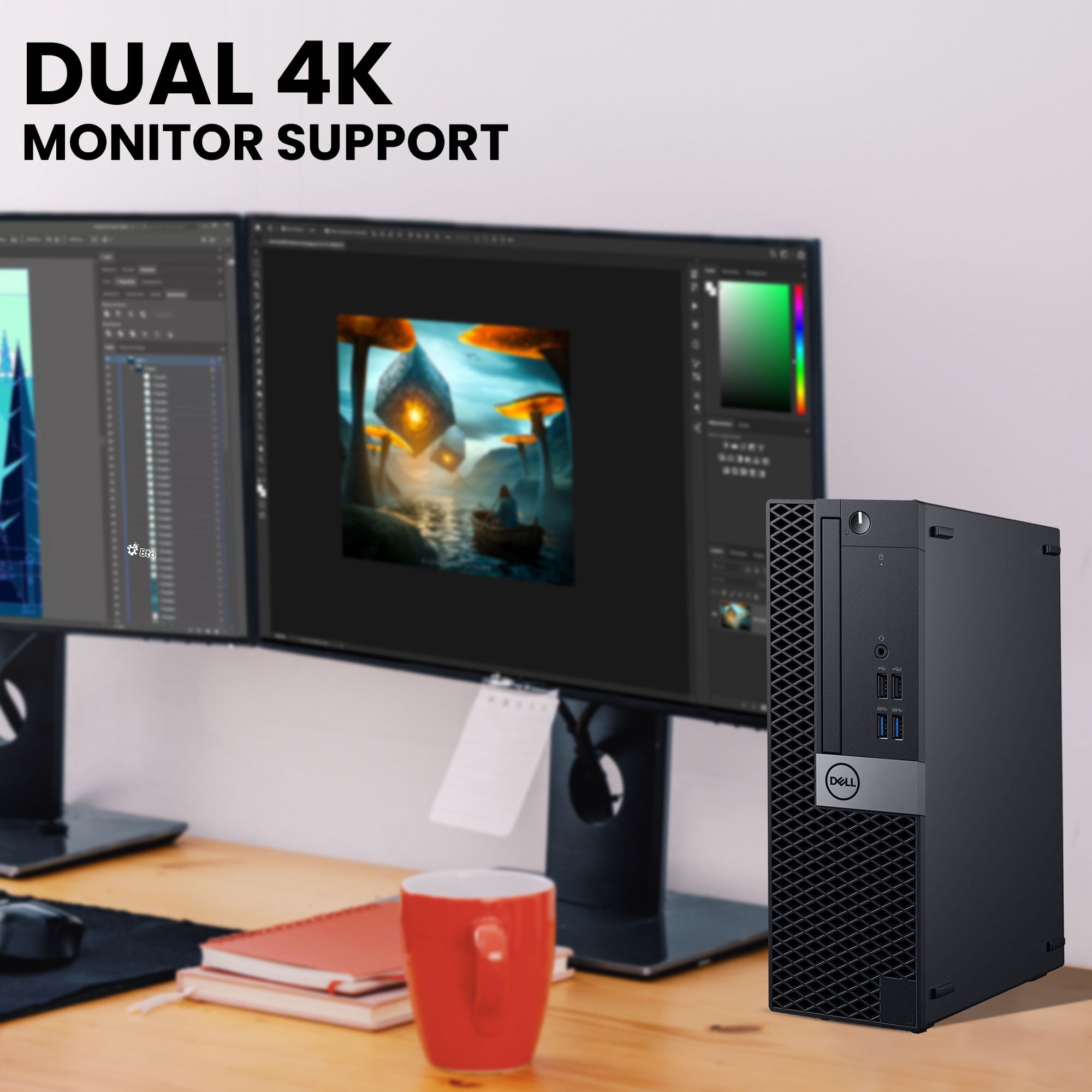 Restored Dell OptiPlex SFF Desktop PC Computer Intel i5-8500 8th Gen, 16GB Ram 1TB SSD Built-in Wi-Fi Windows 11 Professional (Refurbished)