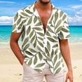 thumbnail image 2 of YLSDY Deals Men's Hawaiian Shirt Short Sleeves Printed Button Down Summer Beach Dress Shirts Turndown Collar Button Shirt Casual Vacation Tops Green 14, 2 of 5