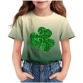 thumbnail image 1 of T-Shirt Imprimé de la Saint-Patrick pour Enfants, Col Rond à Manches Courtes, 95 % Polyester 5 % Élasthanne, Tissu Doux et Respirant, Tenue Décontractée pour Garçons et Filles de 3 à 14 Ans, 1 of 9