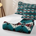 thumbnail image 4 of Erosebridal Retro Aztec Twin Quilt Set, Baroque Rhombus Twin Coverlet Set, Teal White Maroon Black 2-Piece, 1 Bedspread and 1 Pillowcase, 4 of 7