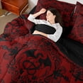 thumbnail image 5 of Homewish Red Boho Damask Bedding Comforter Set 7pcs for Adult, Tribal Hippie Dragon Queen Bedding Sets, Southwestern Theme Reversible Queen Sheet Sets, Super Cozy Room Decor, 5 of 8