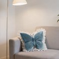 thumbnail image 2 of Butterfly Shaped Throw Pillow - Blue - 55x55cm Velvet Cushion with Lace Trim, Elegant Decorative Pillow for Sofa, Bed & Living Room (1pc), 2 of 4