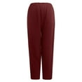 thumbnail image 4 of QLEICOM Womens Slacks Women's Relaxed Fit Straight Leg Pants Fashion Summer Loose Cotton And Linen Pocket Solid Trousers Pants Work Cargo Casual Pants Wide Leg Pants Relaxed Fit Trousers Wine S, 4 of 4