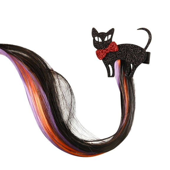 Wadada Halloween Hair Clips for Girls Hair Extensions for Kids Cute Colored Ghost Pumpkin Bat Clip in Ponytail Hair Extensions Clips Toddler Girl Hair Accessories Hair Barrettes for Girls