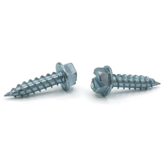 #10 x 1" Self-Piercing Screws / Slotted / Hex Washer Head (5/16" AF) / Steel / Zinc - 3000 Piece Carton