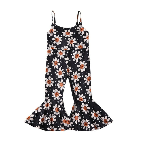 Generic Girls Summer Halloween Pants Pants Flared Pants Jumpsuit for Toddler Boys Girls Comfortable for Holiday Christmas Party(3-4 Years Black)