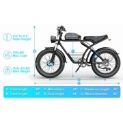 Kickwey 3000W Peak Dual Motor Electric Bicycle for Adults, 48V/23AH Battery Full Suspension Mountain Ebike, 20x4.0 Fat Tires Max 36MPH Dirt Bike, 75 Miles Mechanical Disc Brake Motorcycle