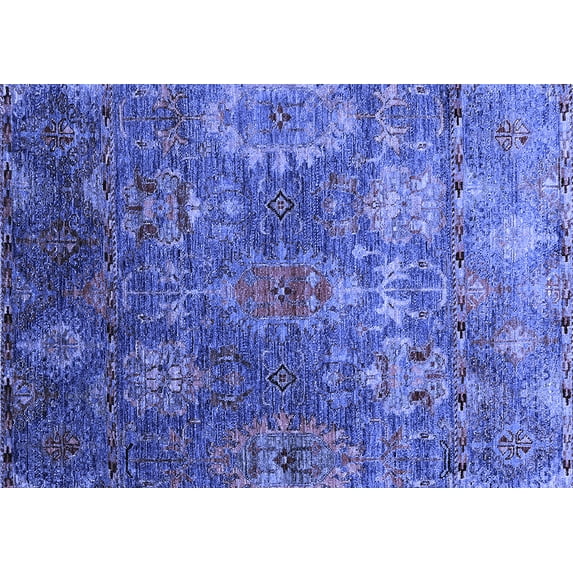 Ahgly Company Indoor Rectangle Oriental Blue Industrial Area Rugs, 8' x 10'