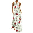 thumbnail image 2 of SMihono Robe Maxi Bohème d'Été pour Femmes Grande Taille Fête de l'Indépendance Mode pour Femmes Col en V Sans Manches Soirée d'Été Fête Imprimée Poches pour Dames Gilet Longue Robe Plage Évasée Robe d'Été, 2 of 6