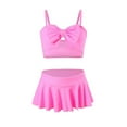 thumbnail image 3 of Glisme Girls Swimsuits Two Piece Bathing Suit With Flounce Skirt Colorful And Solid Bikini Matching Swimwear Summer Beach Swimming Outfit Size 7-8 Years Pink, 3 of 5