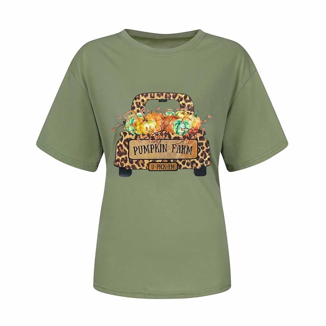 Blusa Informal Con Estampado de Acción de Gracias Para Mujer, Camiseta de Manga Corta Odeerbi ODB151299