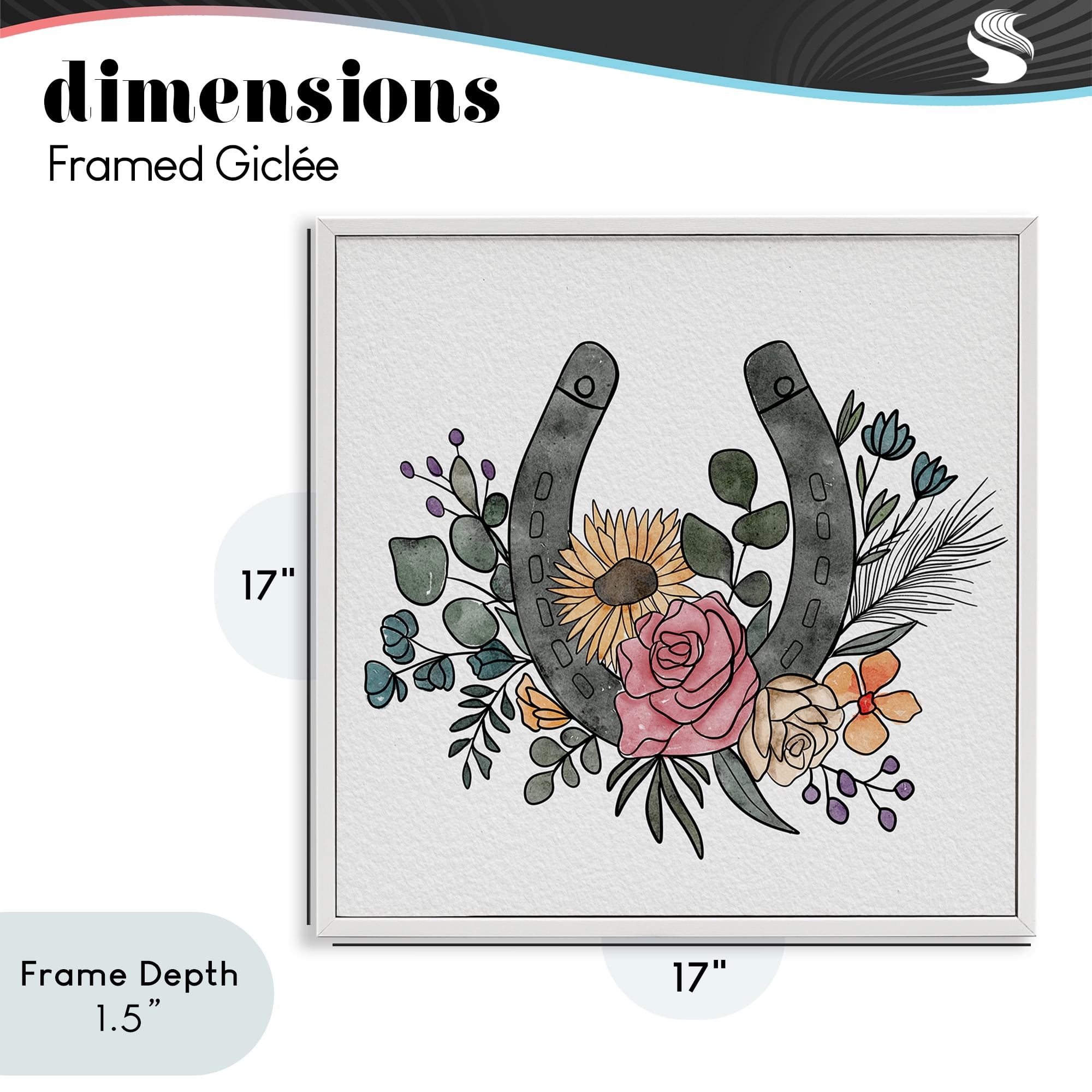 Stupell Industries Boho Floral Horseshoe White Framed Giclee Art, design by Alisha Kiara Design