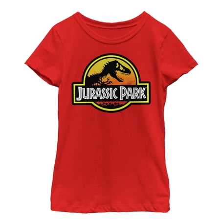 Girl s Jurassic Park Logo Outlined Graphic Tee Red Small