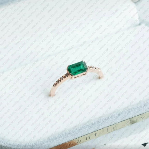 Princy Jewels Baguette Cut Emerald Ring Engagement Ring Solitaire Ring, Gift for her