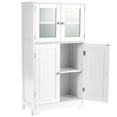 thumbnail image 3 of Costway Armario del baño con 4 puertas, armario con puertas de vidrio, despenda de madera para cocina con repisas regulables, organizador multiuso para casa pasillo salón oficina, blanco, 3 of 3