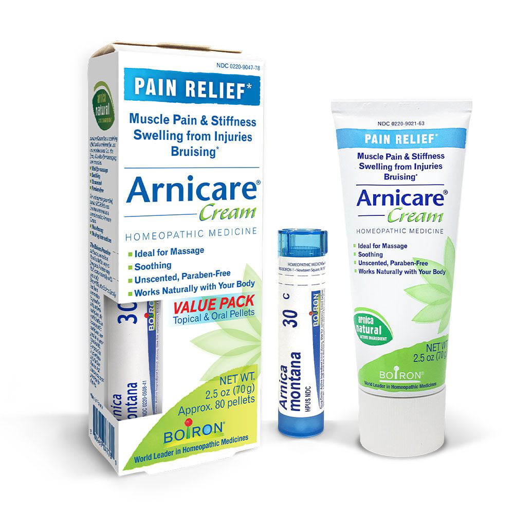 Boiron Arnicare Cream 2.5 oz and Arnica 30c Value Pack, Homeopathic ...