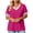 Hot Pink, variant on Women'S Fashion Summer Solid Color Plus Size Short Sleeve V-Neck Blouses Color Blocking Top Yellow 3Xl
