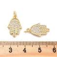 thumbnail image 3 of 10pcs Rack Plating Brass Micro Pave Clear Cubic Zirconia Pendants with Jump Ring Cadmium Free & Lead Free Long-Lasting Plated Hamsa Hand Real 18K golden Plated 16x10x2mm Hole: 3mm, 3 of 3