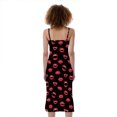 thumbnail image 2 of Red Halloween Vampire Lips Pattern Print Slim Fit Midi Cami Dress, Halloween Decorative Fashion Summer Maxi Sexy Casual Dress For Women, 2 of 4