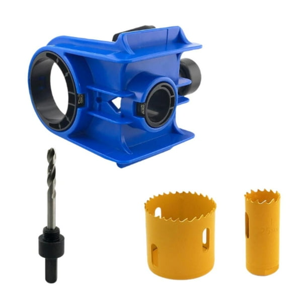 Kit de instalación de cerradura de puerta, 2 bujes ajustables, plantilla para cerradura de puerta, abridor de orificios, herrajes de precisión con Azul