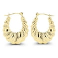 thumbnail image 2 of Decadence 14K Yellow Gold Polished & Textured Twisted Shrimp Hoop Earrings For Women | 2.60x21mm Hoops | Earrings For Sensitive Ears | Solid Gold Earrings For Women, 2 of 4