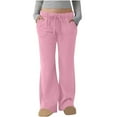 thumbnail image 2 of Women's Elastic Waist Sports Pants with Drawstring and Pockets for Active Lifestyle, 2 of 9