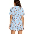 thumbnail image 4 of XINPING Women Halloween Pajamas Halloween Print Notch Lapel Short Sleeve Pajama Shorts Two Piece Outfit M, 4 of 7