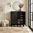 thumbnail image 2 of 24 Pair Shoe Storage Cabinet with Adjustable Shelves, Hidden Shoe Organizer for Entryway, Foyer, Hallway Ebony Black, 2 of 12