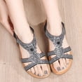 thumbnail image 5 of VBARHMQRT Womens Dress Sandals for Wedding Shoes Boho Style Flip Flops Beaded Rhinestone Buckle Stretch Heel Elastic Strap Sandals Womens Slide Sandals Comfortable Dressy Cute Sandals for Woman Sexy, 5 of 8