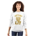 thumbnail image 3 of Hanukkah Menorah Let's Get Lit Unisex Plus Fleece Graphic Sweatshirt Brisco Brands 4X, 3 of 5
