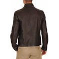 thumbnail image 3 of Men's Genuine Lambskin Brown Leather Jacket Slim fit Motorcycle jacket A924, 3 of 4