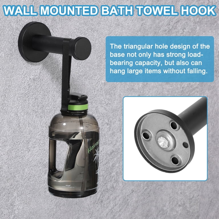 Vanloory Bath Towel Hook 4-Pack – Self-Adhesive Square Coat Hooks, Stainless Steel, No-Drill, 15 Lbs Capacity, Matte Black
