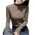 thumbnail image 2 of Bovxnpu Fall Winter Plus Size Tops for Women, Womens Long Sleeve Shirt Tops Loose Casual Fall Thick T Shirts Winter Outs Trendy Clothes, 2 of 3